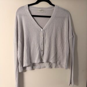 Urban Outfitters V-Neck Button-Up Cardigan - Light Gray